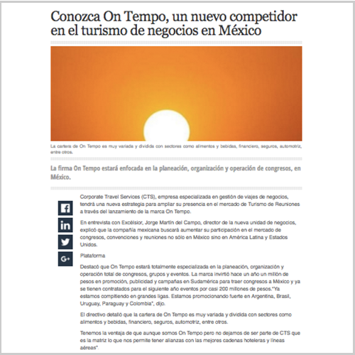 Conozca On Tempo, un nuevo competidor en el turismo de negocios en México